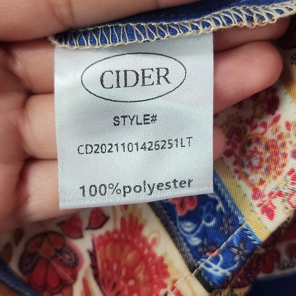 Cider Blue and Orange Wrap Blouse with Bell Sleeves - Picture 4 of 4